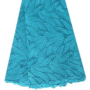 China Teal blue african cord lace fabric 2015 / wedding dresses guipure lace / chemical lace on sale