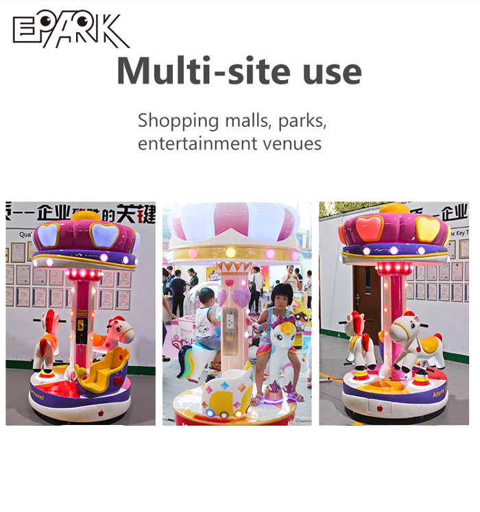 Carousel Horses Fiberglass Kiddy Ride Machine For Amusement Park