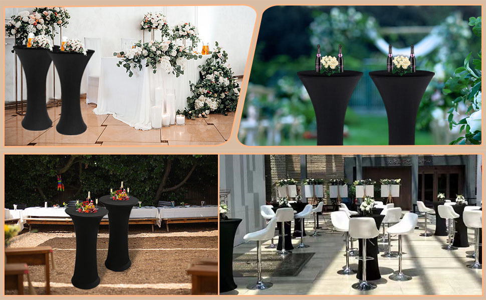 White Spandex Stretch Cocktail Table Covers 4pc 32x43 inch Round