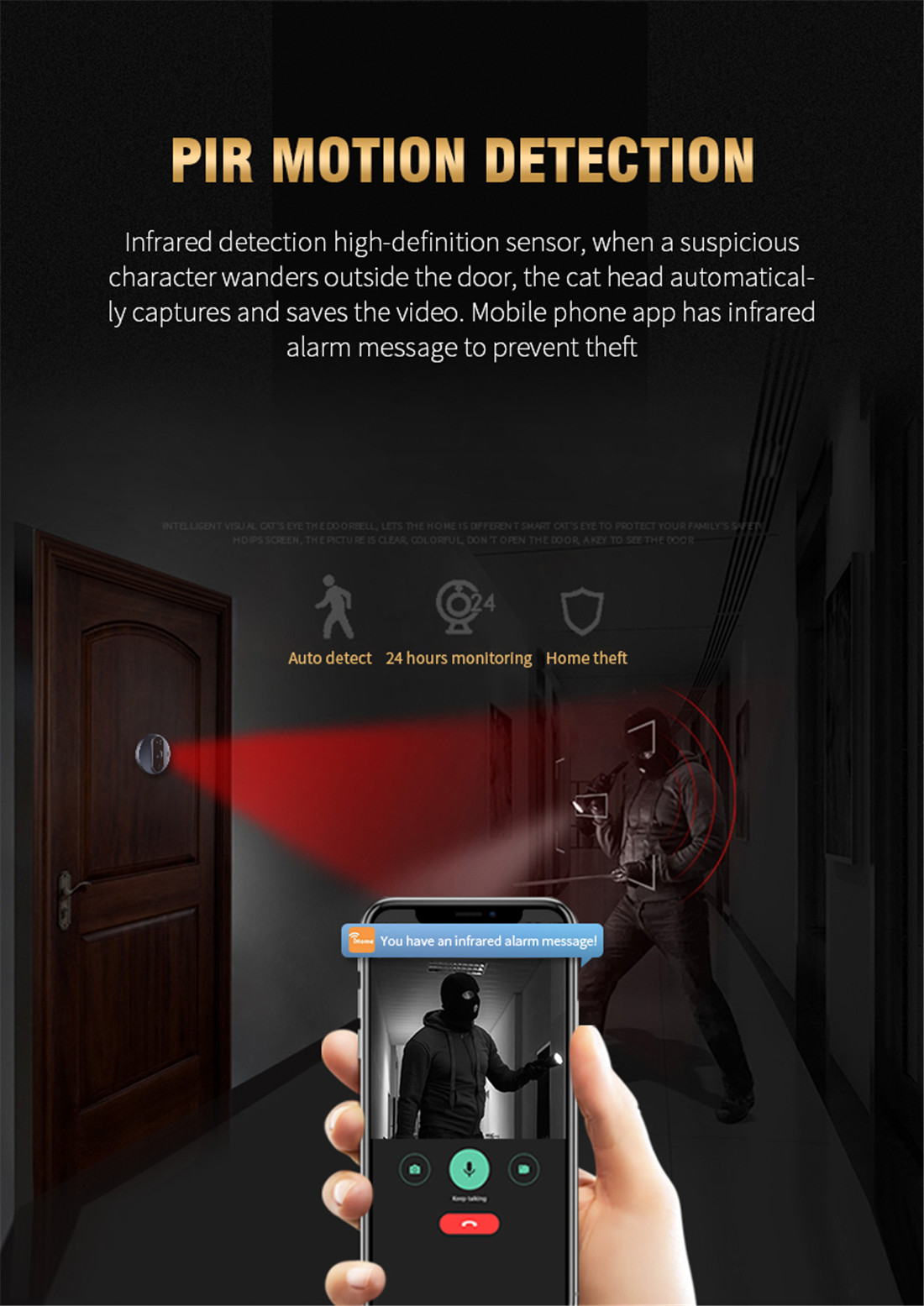 Unistone Peephole 1MP/720P Video Doorbell(US-PHR9)
