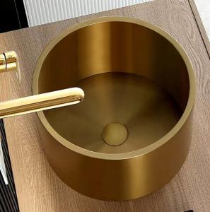 Quality Stainless Steel 304 Stainless Vessel Sinks , Gold Bathroom Sink Bowl For Cabinet Lavatory for sale