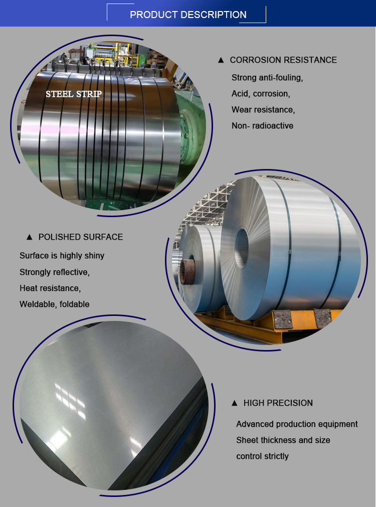 Cold Rolled Strip Coil ASTM AISI 201 301 304 316 316 410 421 430 0.1-3.0mm Stainless Steel Coil for Steel Grade 441