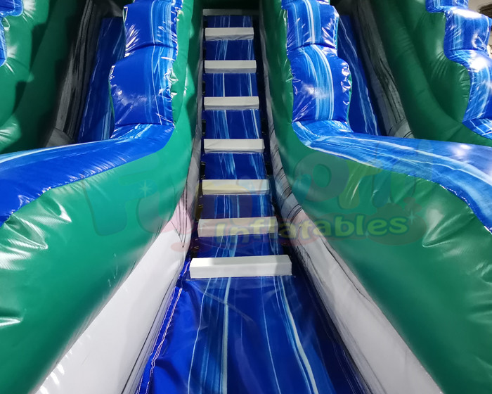 Palm Tree Double Outdoor Inflatable Water Slides For Kindergarten