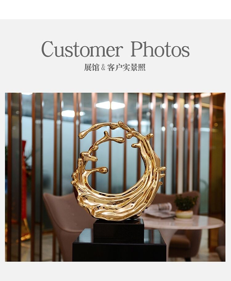 Gold Mirror Resin Art Sculpture Spray Modern Art Metal Sculptures Lobby Decoration