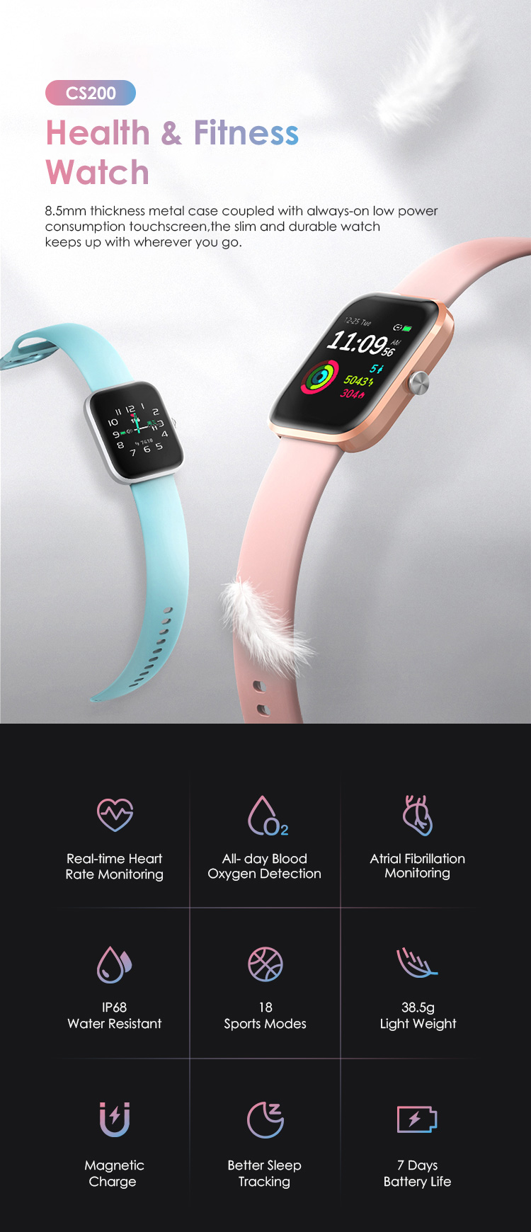 Digital Blood Pressure Monitoring Swimming Wrist Watch