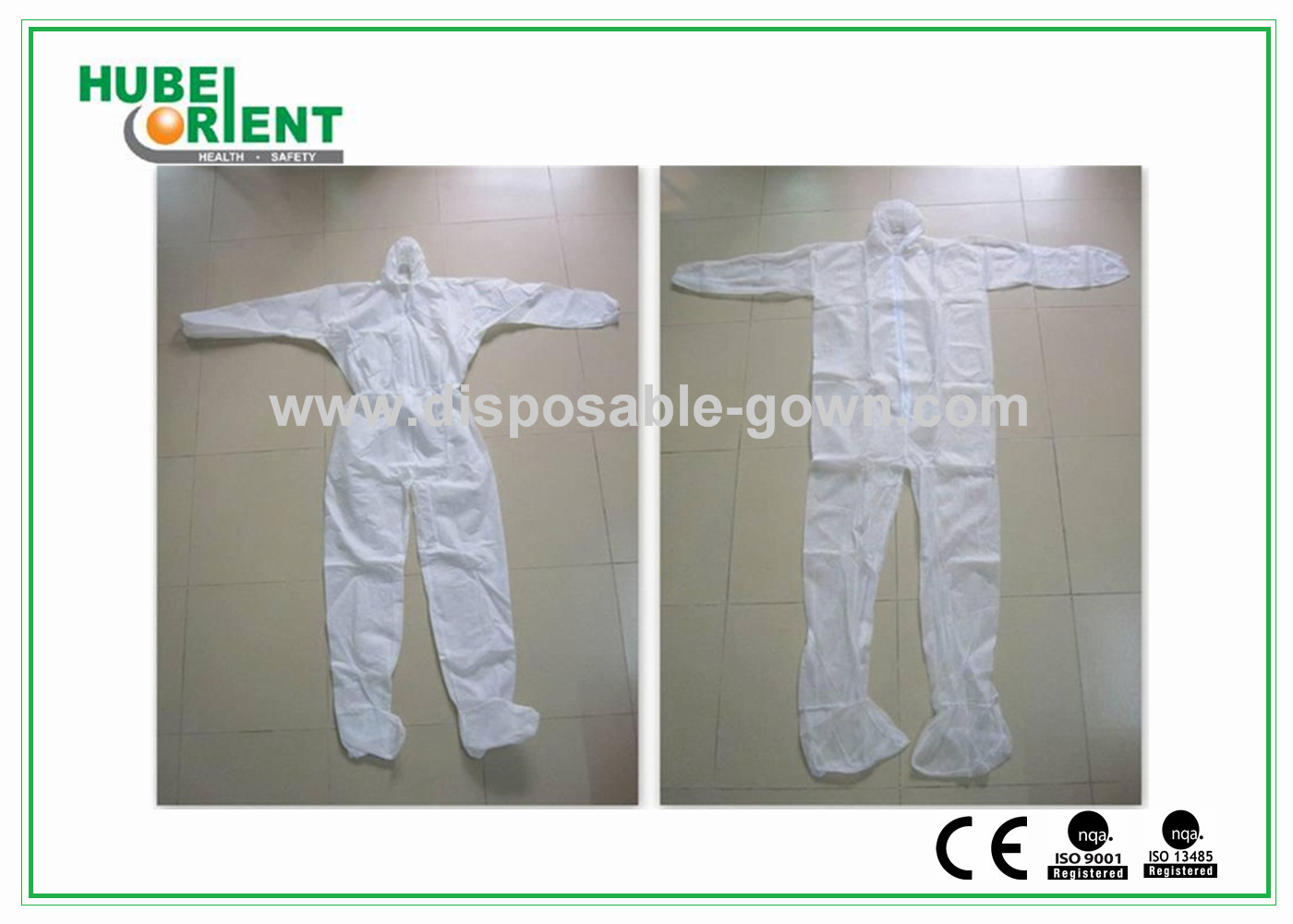 Free Size 55gsm Disposable Protective Coverall With Hood And Feetcover