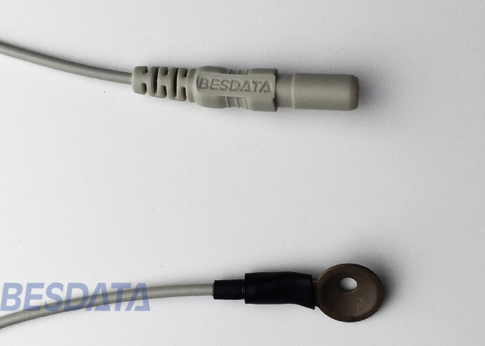 Disposable EEG Electrodes / EEG Disc Electrodes With 150cm Non Tangle Silicone Rubber Leads