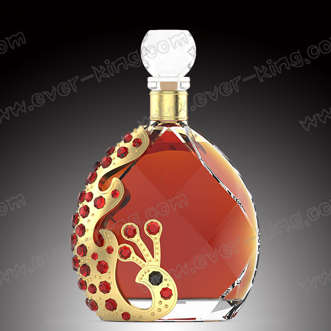 Round Cork Wine Empty Whiskey Glass Bottle High Capacity Transparent Simple