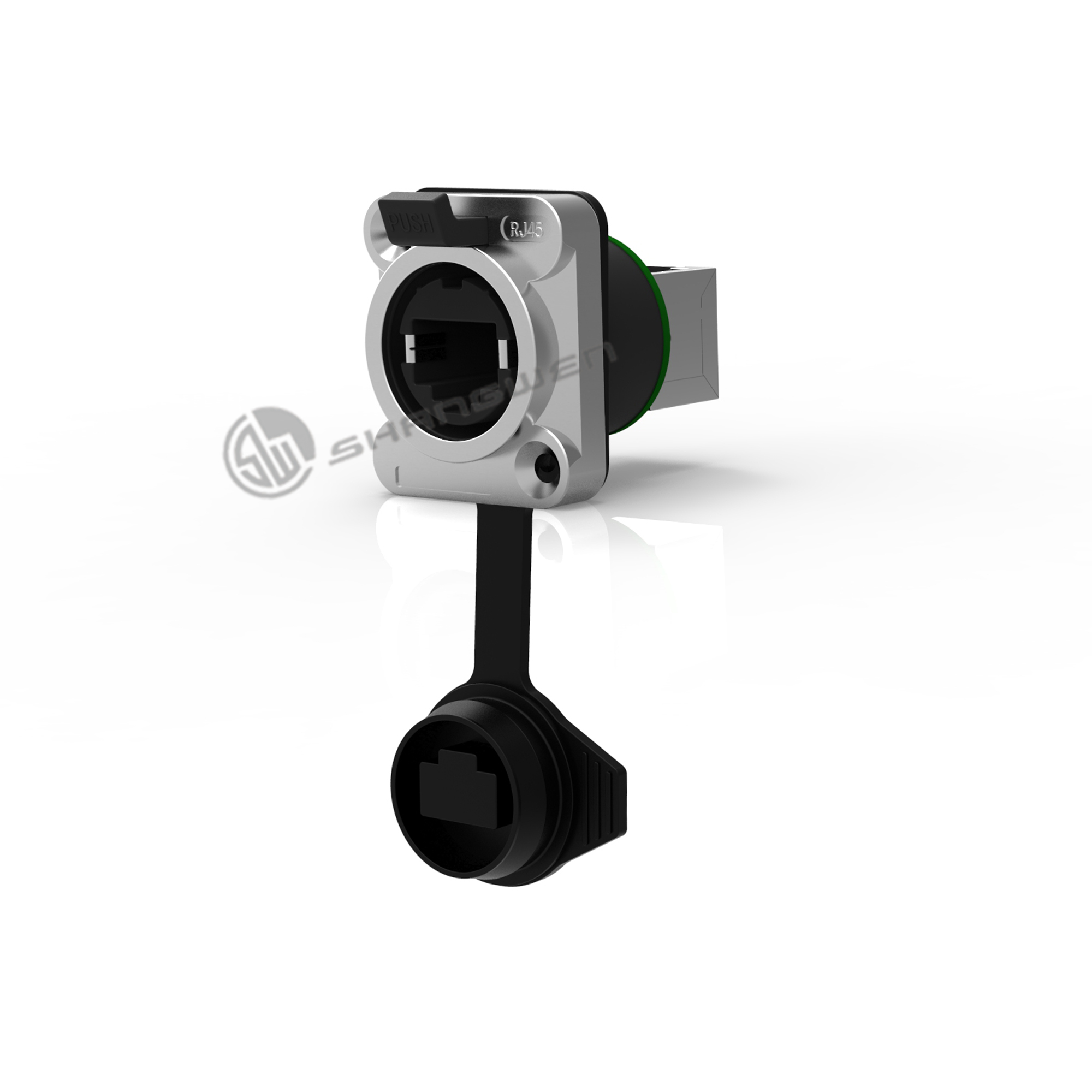 Audio Industrial Rj45 Female Connector Waterproof Panel Mount