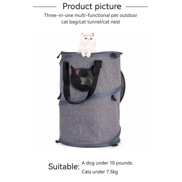 Foldable Cat Tunnel Carrier 3 In 1 Pet Carrier Handbags Round
