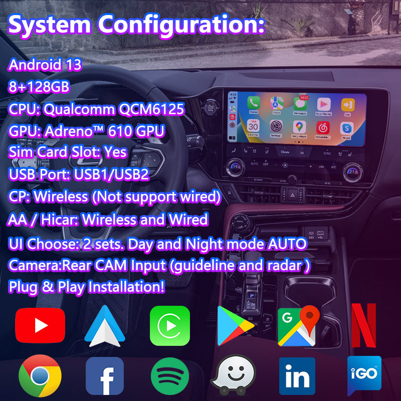 Lsailt Android Carplay Multimedia System Video Interface for 2021-Present Lexus NX NX200 NX250 NX350 NX350h NX400h NX450h