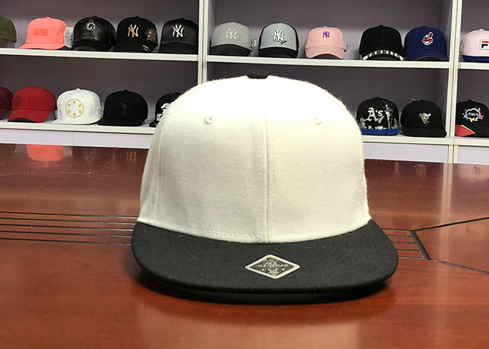 Unisex Wool Acrylic Snapback Flat Brim Cap Adjustable Plastic Back Closure