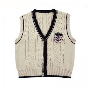 China Knitting Pattern Children Sleeveless Cardigan Sweater Baby Boy Wool Sweater Boy Vest on sale