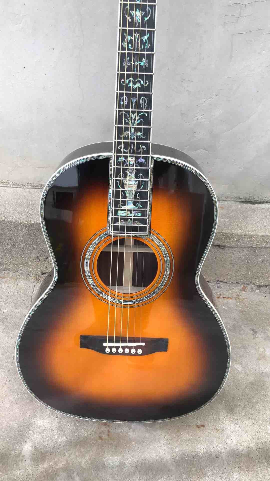 All Solid Spruce G00045 Guitar 39" Real Abalone Classic Acoustic Guitar in Sunburst Ebony Fingerboard
