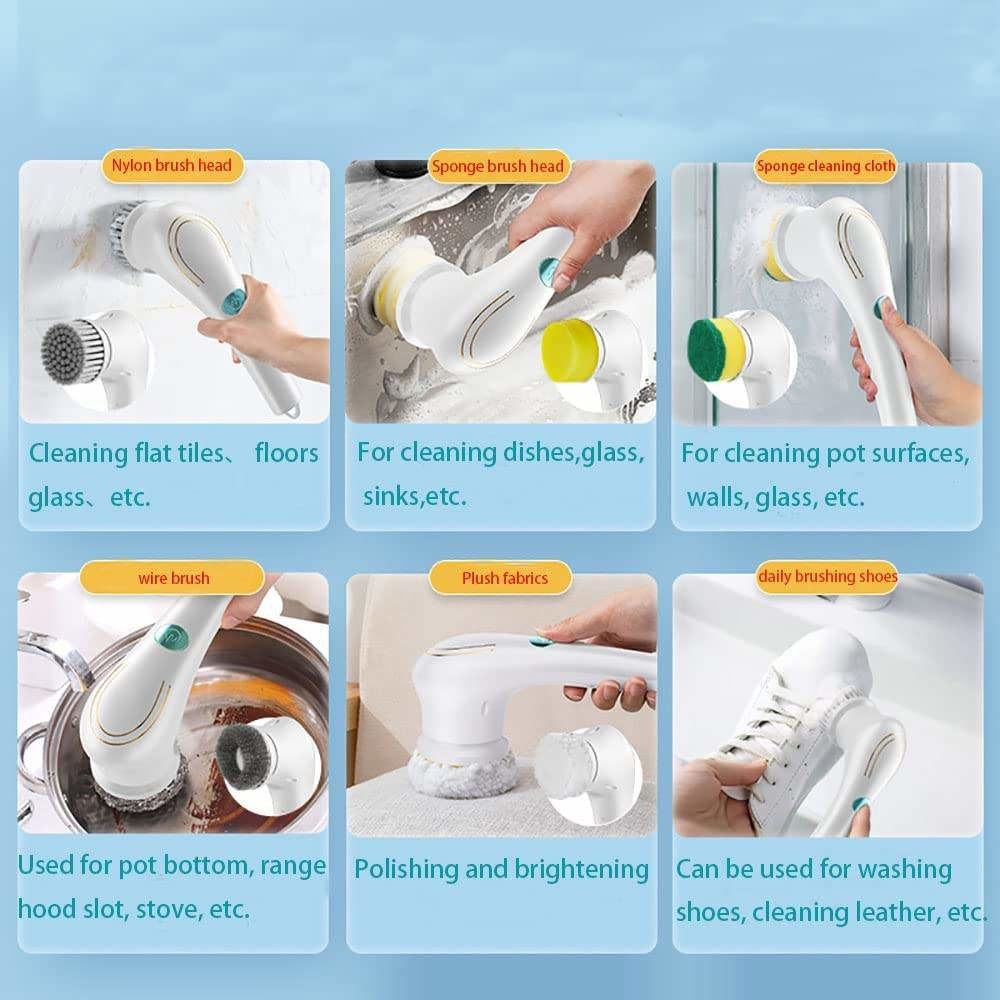 Bathroom Electric Cleaning Brush Cordless Bathtub Scrubber IPX7