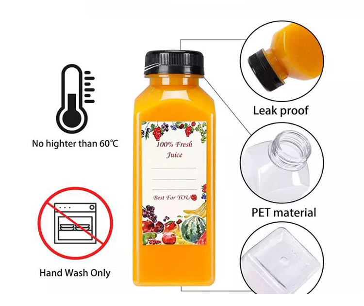 Wholesale 120ml 250ml 350ml 500ml Clear Pet Square Plastic Drinking Bottles
