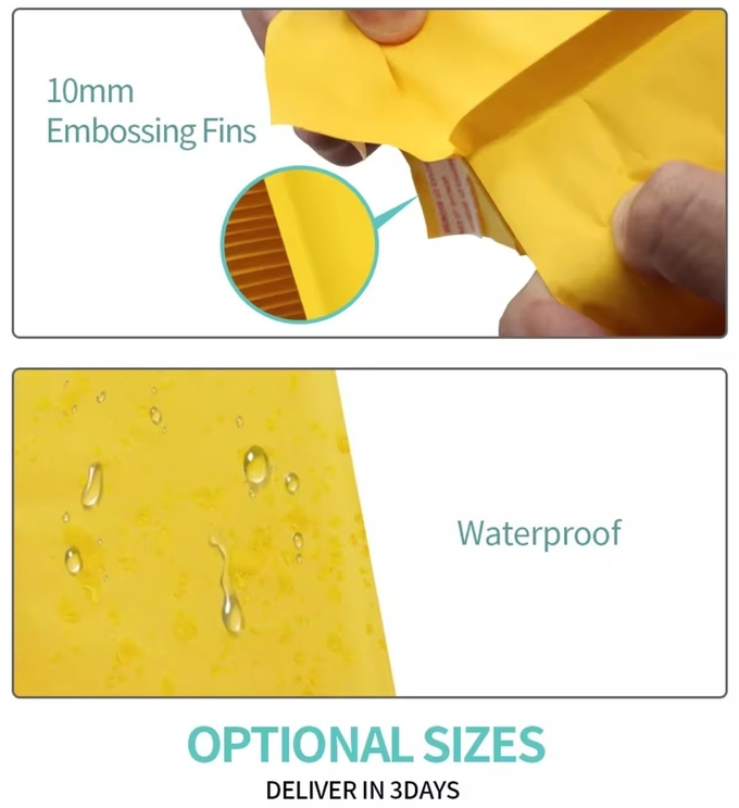 Yellow Kraft Paper Bubble Bag 155g Co-Extruded Bubble Shockproof Protection Product Transportation Safety