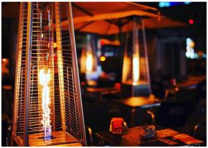 Quality 2270mmH silver gas fire pyramid stainless steel infrared patio heater lamps for sale