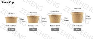Quality ZH Disposable Kraft Sauce Cups 1.5oz 2oz 3oz 4oz With Lids Pudding Holy Communion Containers for sale