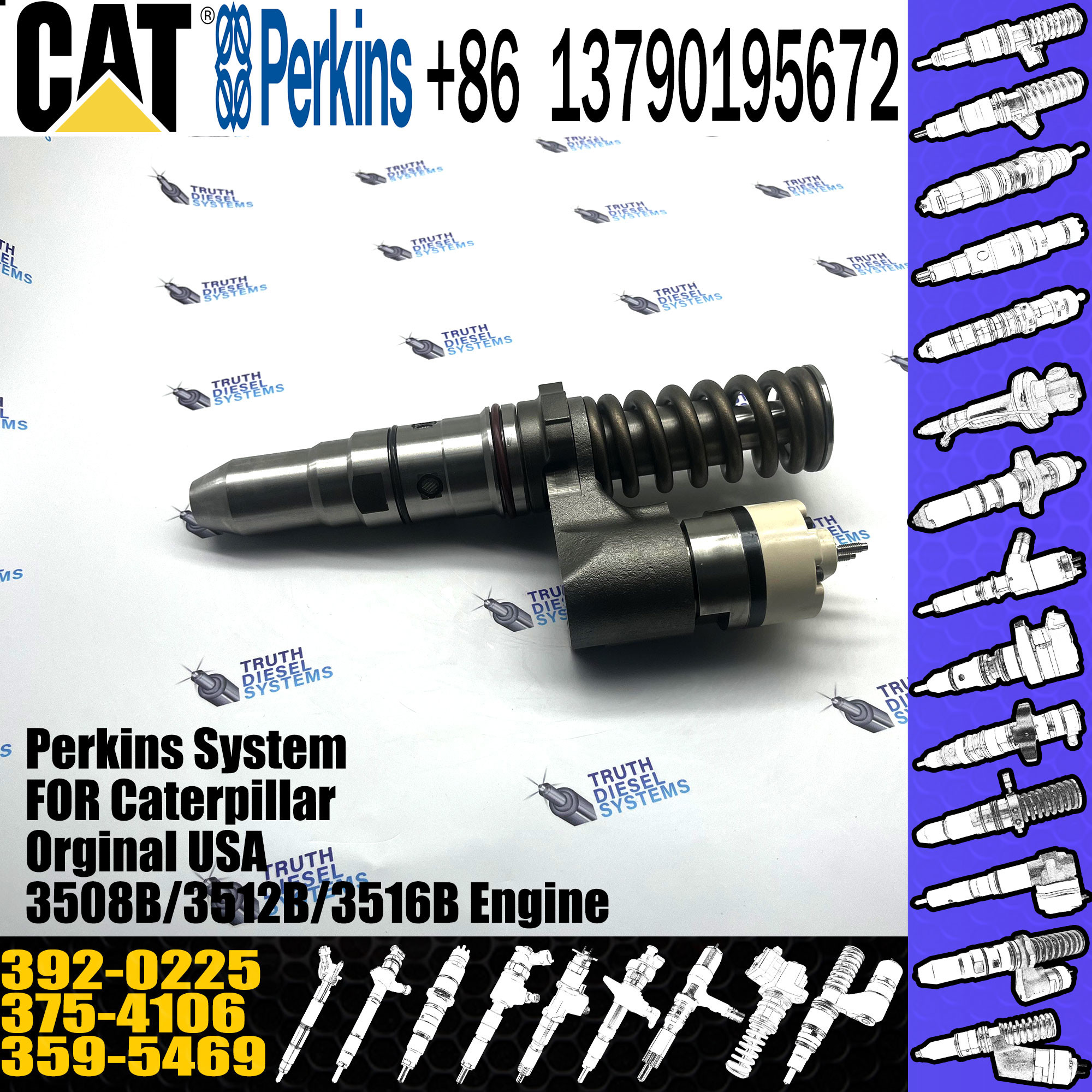 Huida 3512C/3516C engine fuel injector 359-5469 375-4106 392-0225 with genuine packing
