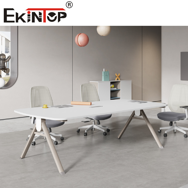 Convertible Rectangular Conference Table With Wood Steel Material 4 Legs