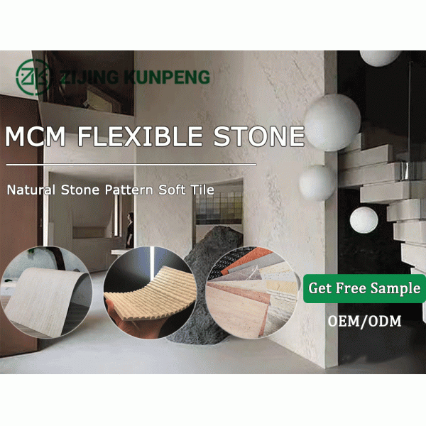 Bendable Fireproof Eco-friendly Flexible Stone Wall Panel