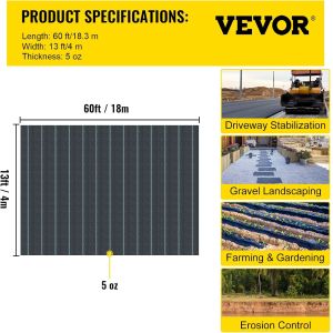 Commercial Grade Landscape Fabric, Garden Weed Barrier Fabric Heavy Duty,