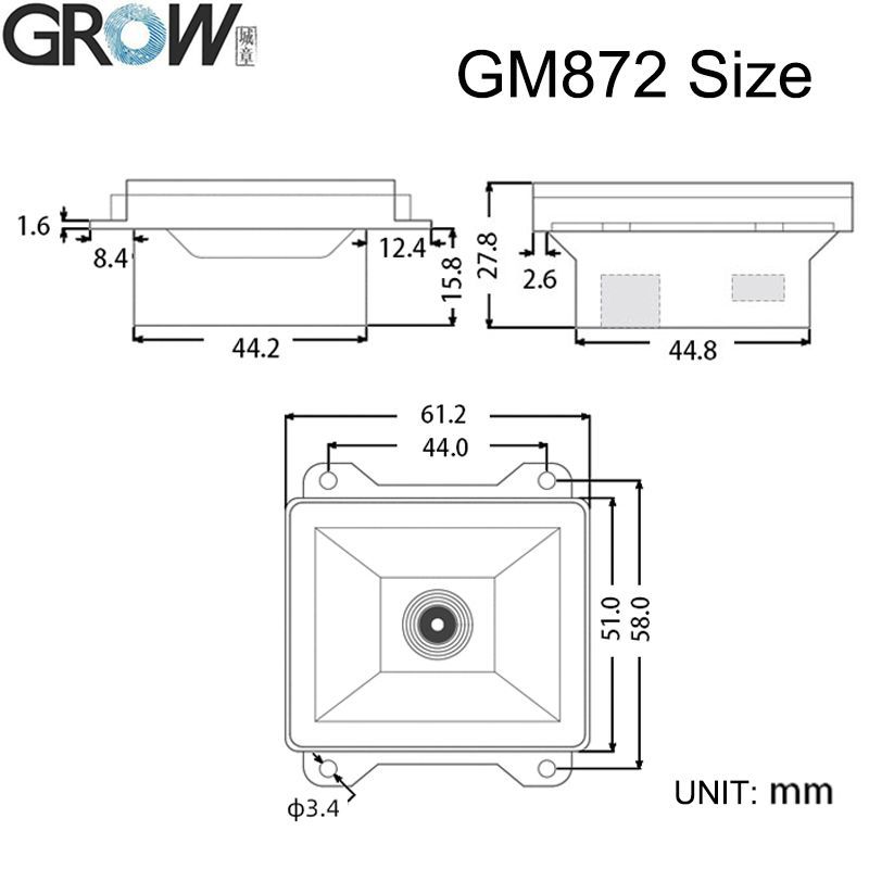 Grow GM872 USB/Uart 2D/Qr/1d Barcode Module Scanner Qr Reader for Bus