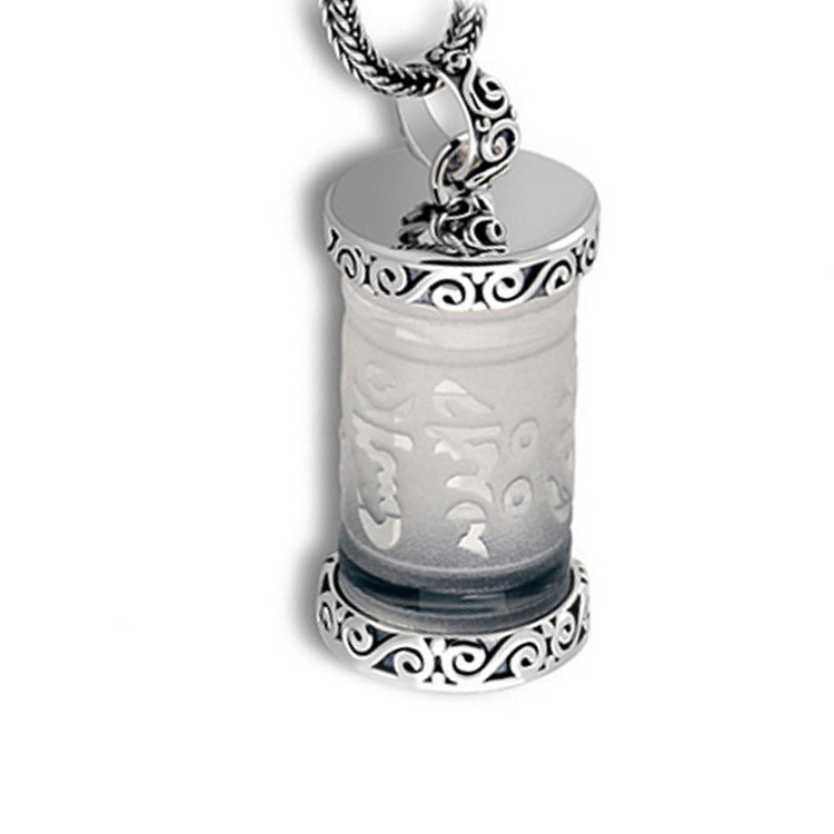 Women's and Men's 925 Sterling Silver Chain with Clear Cubic Zirconia Buddhism Amulet Necklace(N6030802C)
