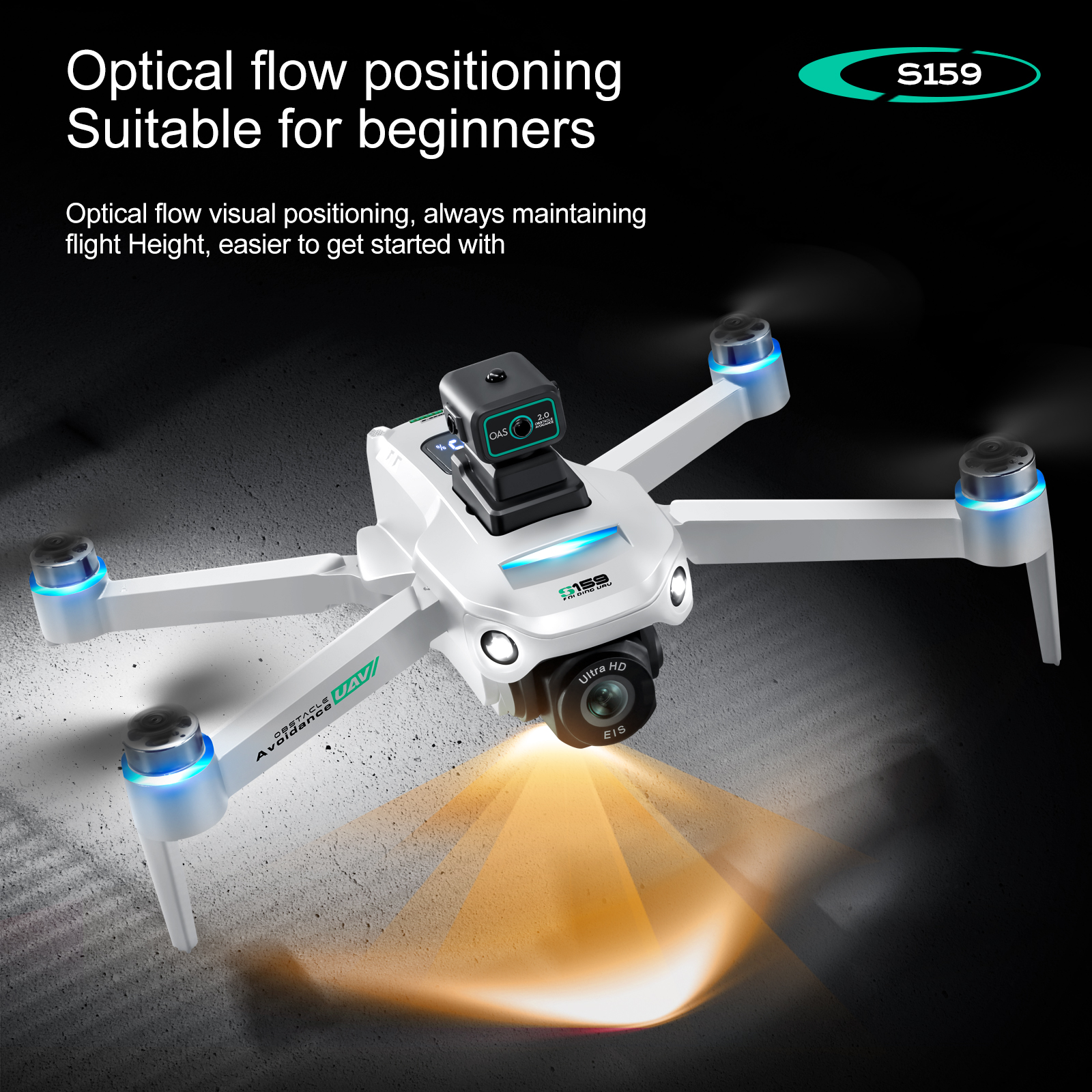 Plastic S159 5g Wifi Fpv Gps Quadcopter Drone 4khd Dual Cameras 25 Minute Endurance Obstacle Avoidance Led Large Screen Remote Rc Drone