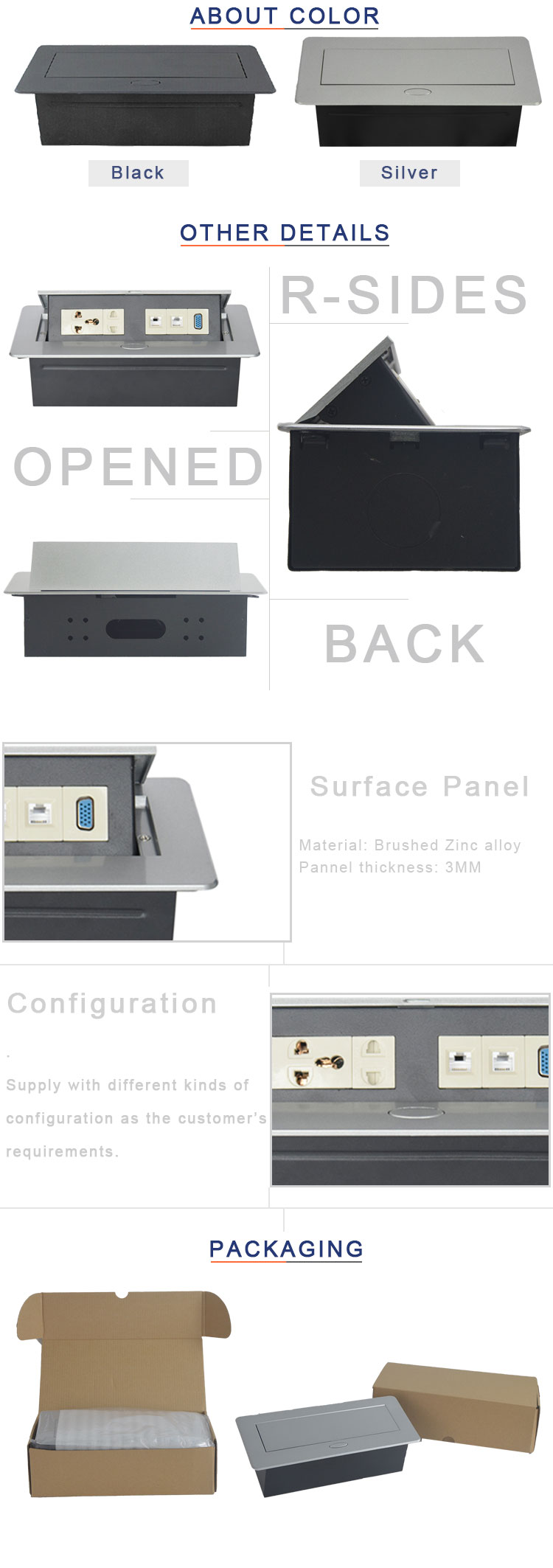 Office table usb charger modular electrical sockets and switches