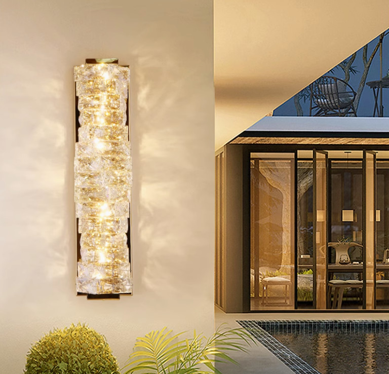 Wall lamp crystal living room bedroom TV background wall stairs balcony outdoor waterproof villa wall door lamp