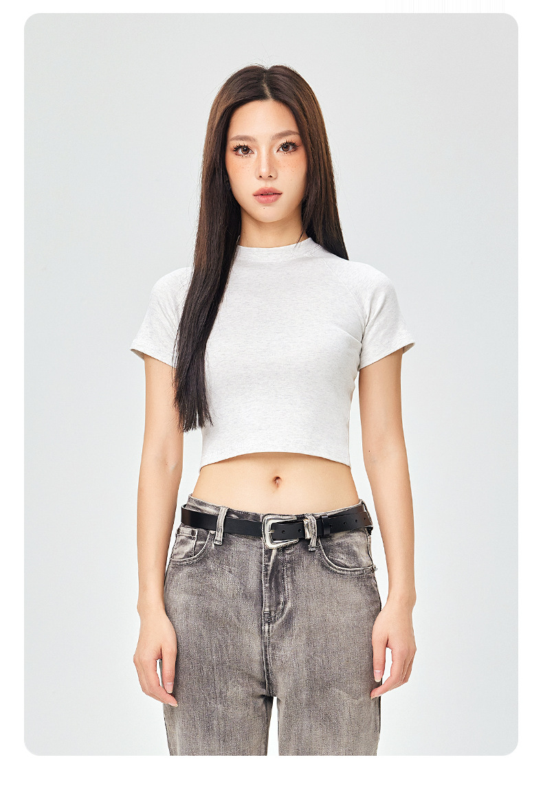 Custom Print Graphic Logo Cropped Baby Tee Shirt Womens Cotton Crop Top in Y2K Design