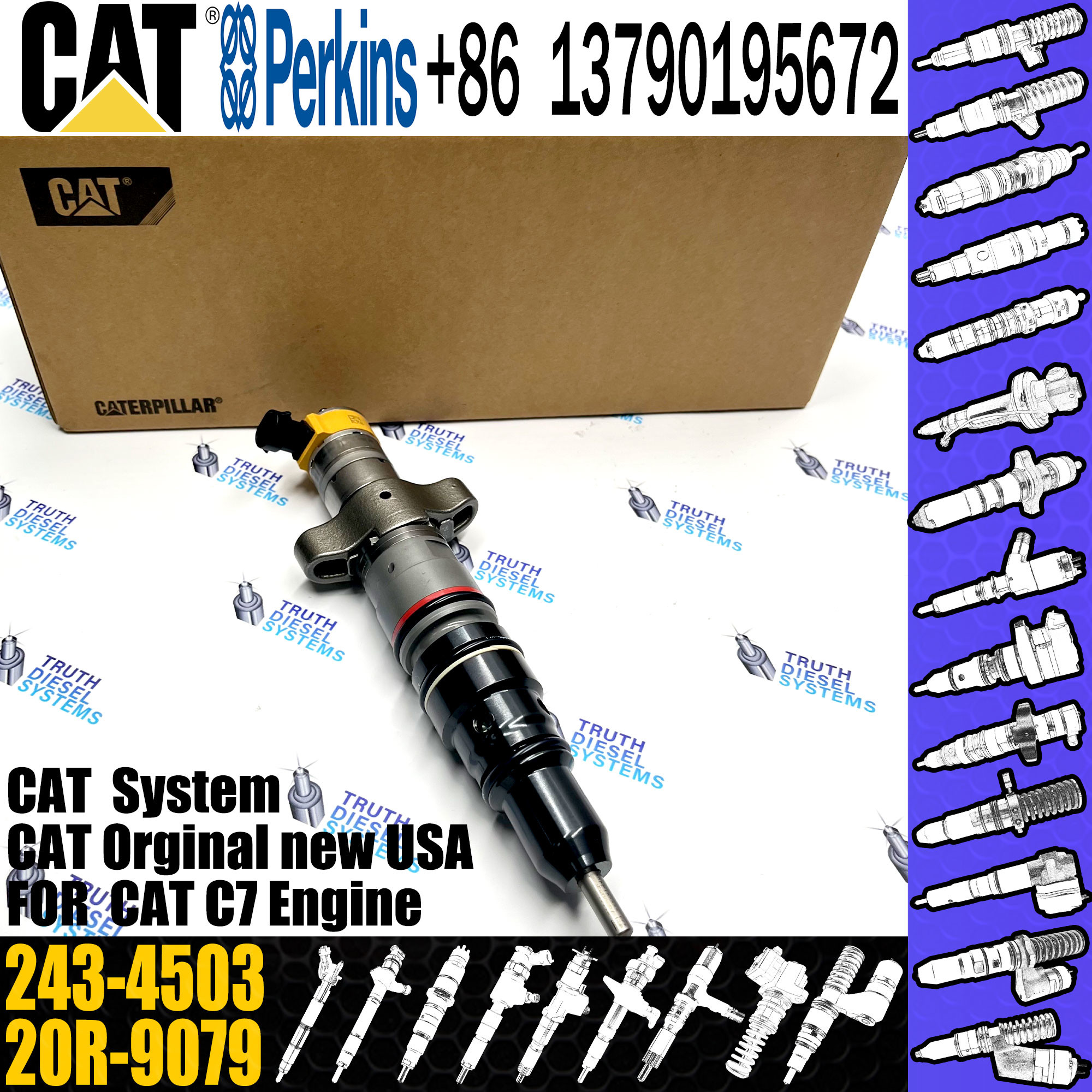 C7 Common Rail Injector 243-4502 20R-9079 2OR-8071 20R-8066 295-9166 For CAT engine