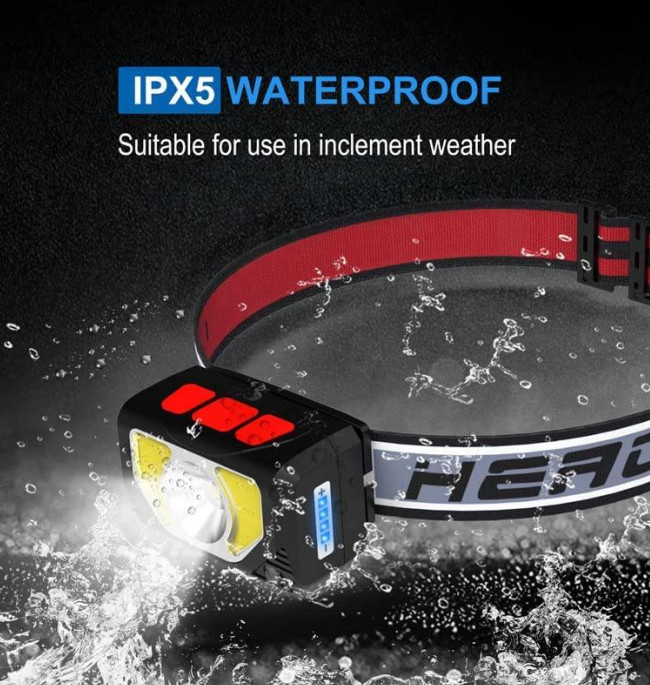 White Red LED Head Mounted Work Light 1000 Lumen Head Lamp For Fishing