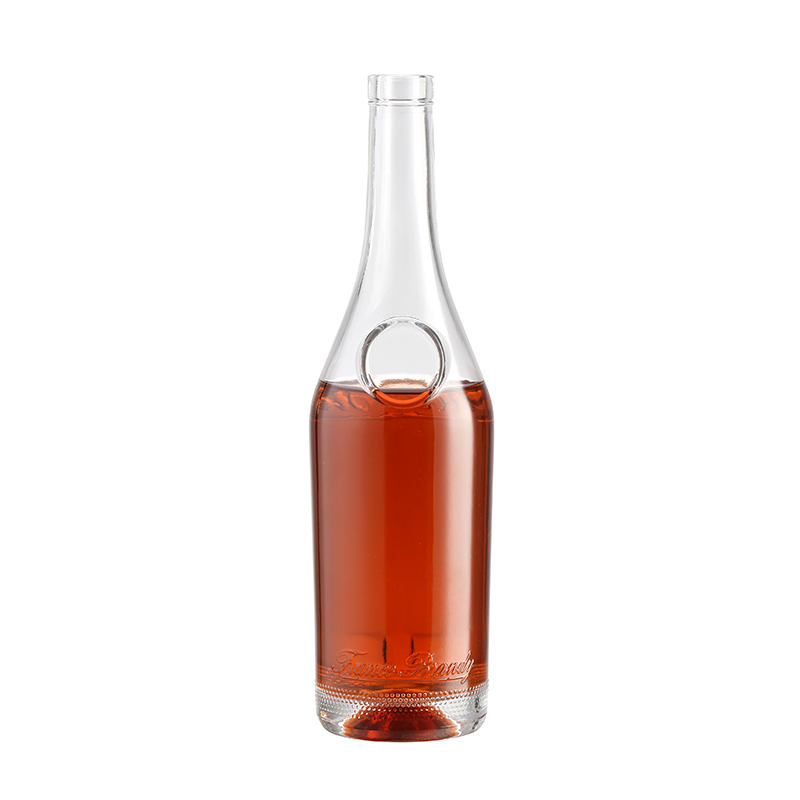 Rubber Stopper 500ml 800ml Clear Brandy Glass Bottle for Logo Acceptable Customer's