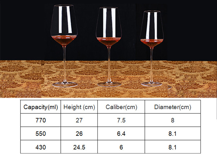 Fancy Clear Long Stem Wine Glasses / Colored Crystal Wine Glasses