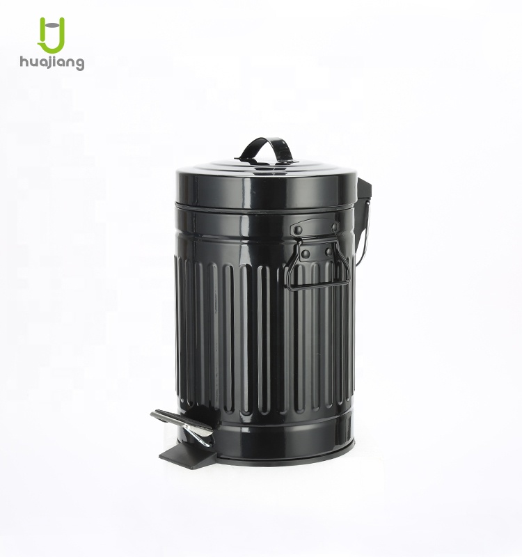 Home Rome Round Small Trash Can with Lid and Handle Powder Coated Waste Bin in Round Shape