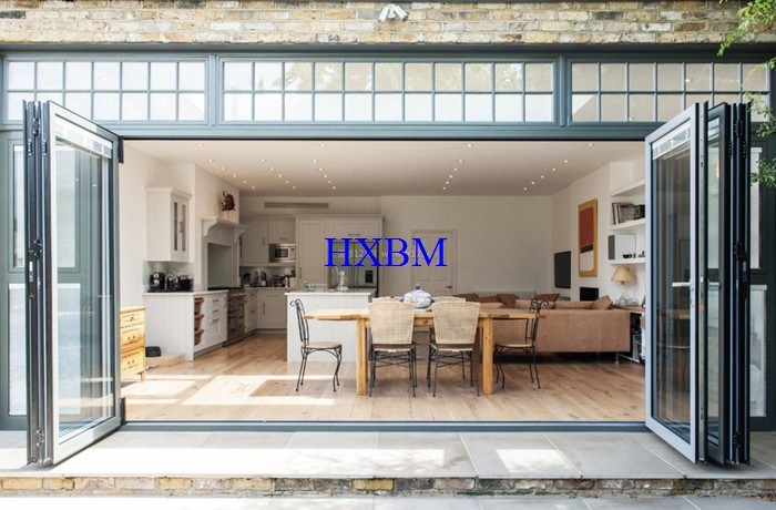 Wood Grain Aluminium Folding Door , Bifold French Doors For Residential Projects