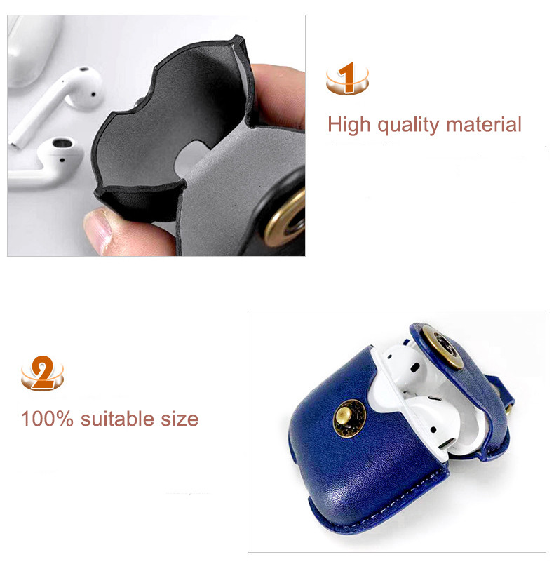 For AirPods 2 & 1 Leather Case Protective Silicone Cover and Skin Compatible with Apple AirPods