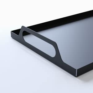 Serve Snacks in Style with this Rectangle Black Metal Tray with Handles 16.7x9.5 inches