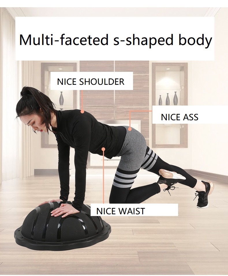 24in ABS PVC Semi Circle Balance Trainer Stability Half Ball With Resistance Bands