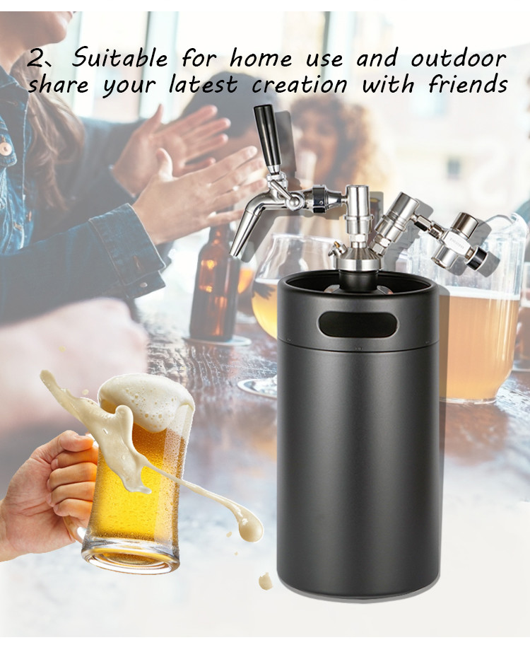 Stainless Steel 304 Ball Lock Mini Keg , 5L Mini Draft Beer Keg Dispenser