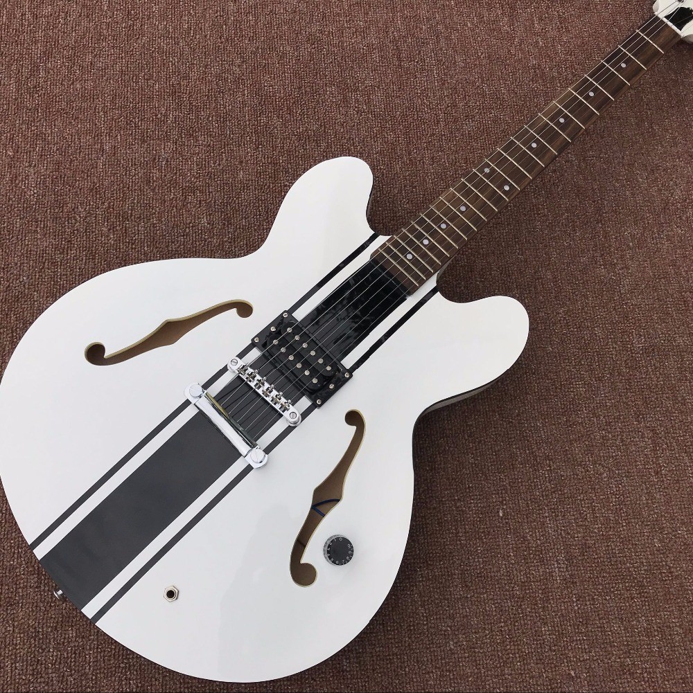 Hollow body JAZZ electric guitar with white top