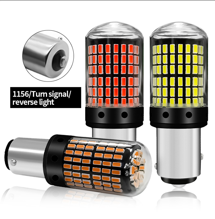 T20 144smd Car Led Bulb 1156 1157 7440 7443 White Yellow Red Light Led Turn Signal Light Driving Reverse Brake Light Bul