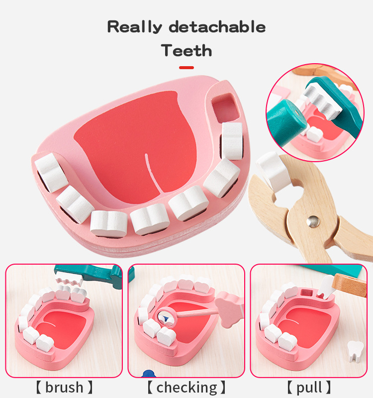 Kids' Role-Playing Doctor Injection Toy Gift Wooden Simulation Cloth Bag Medicine Box