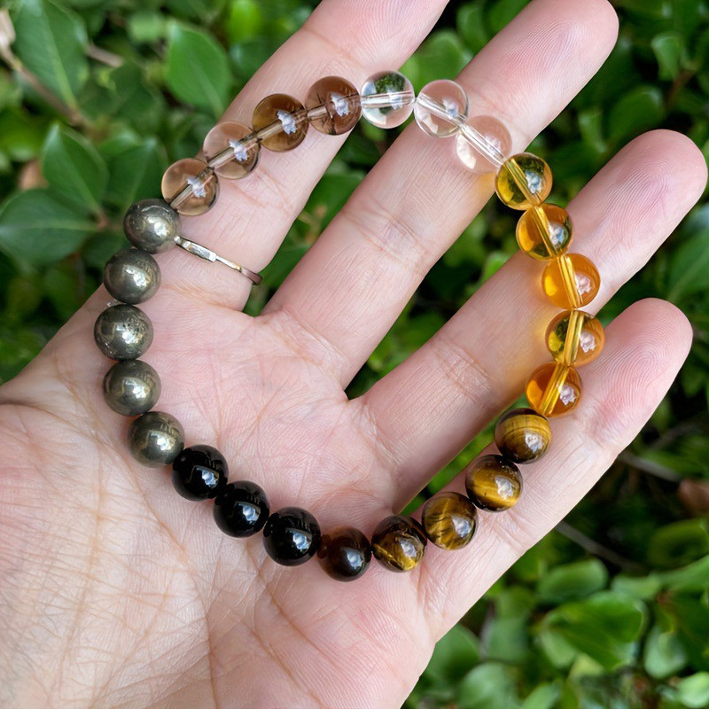 Natural Stone Quartz Healing Crystal Stretch Beaded Bracelet Wealth Money Jewelry Men Women Gift Stone Bracelet Amethysts Quartz Chain Bracelets Reiki