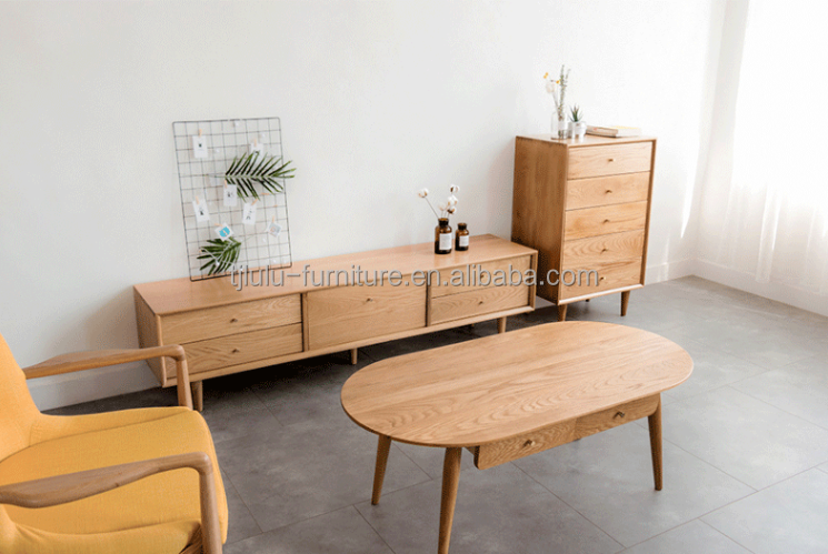 Modern Wooden Living Room Furniture W120*D60*H45CM Solid Wood Coffee Table with Mail Packing