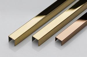 Quality Decorative Brushed Stainless Steel Tile Trim U Shape Square Wall Panel Gold Metal Tube Edge Profiles for sale