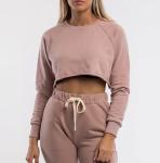 Women Knitted 230gsm Plain Crew Neck Sweatshirt Crop Top Sweatshirt